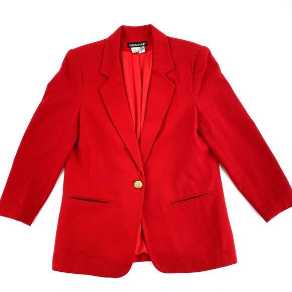 Savannah Blazer Jacket Women Sz‎ 10 VTG/Small Modern Red Wool Preppy Academia - Picture 1 of 13